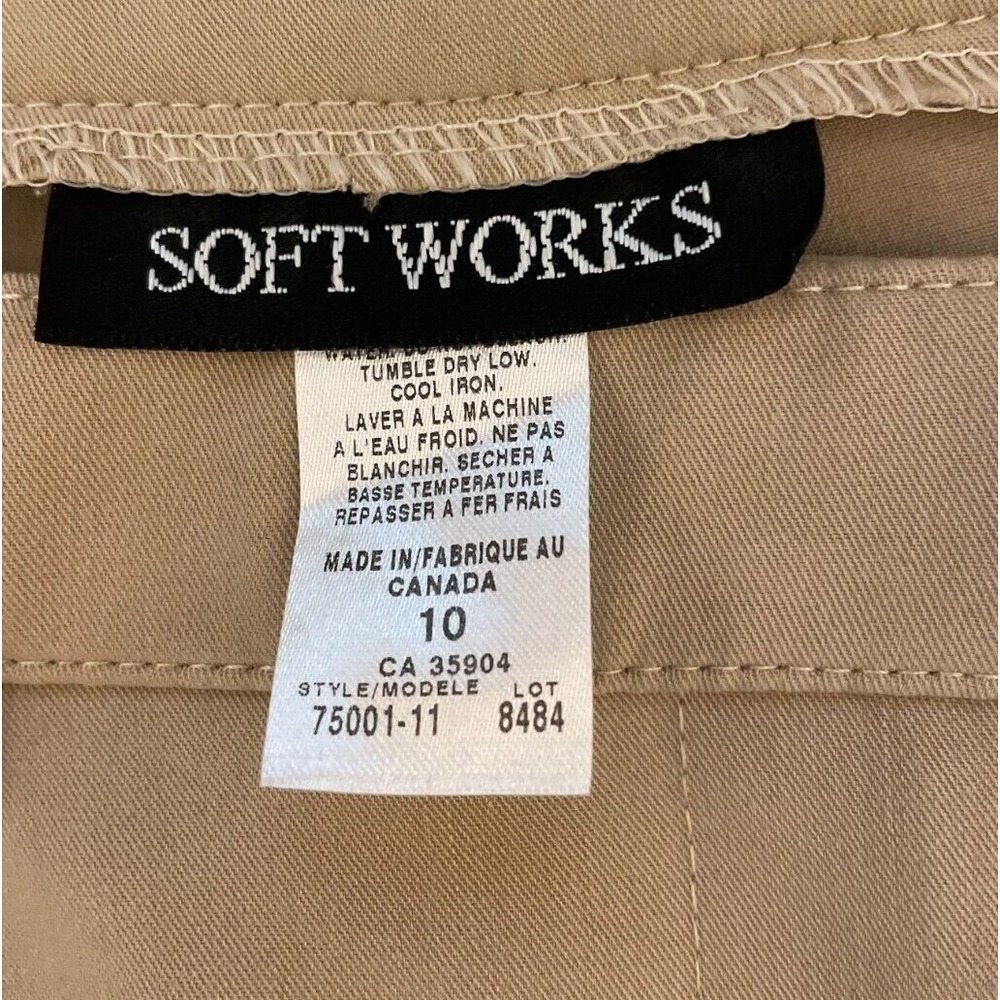 Soft Works Womens Comfort Waist Casual Pants Size 10 Beige Poly Knit Stretch - Picture 2 of 12